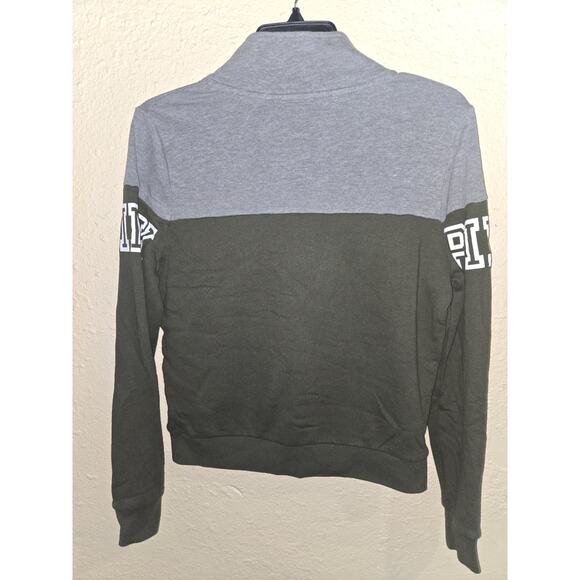 PINK Victoria Secret ARMY GREEN/GRAY HALF-ZIP LONG SLEEVE Jacket, SIZE Small - Picture 2 of 4